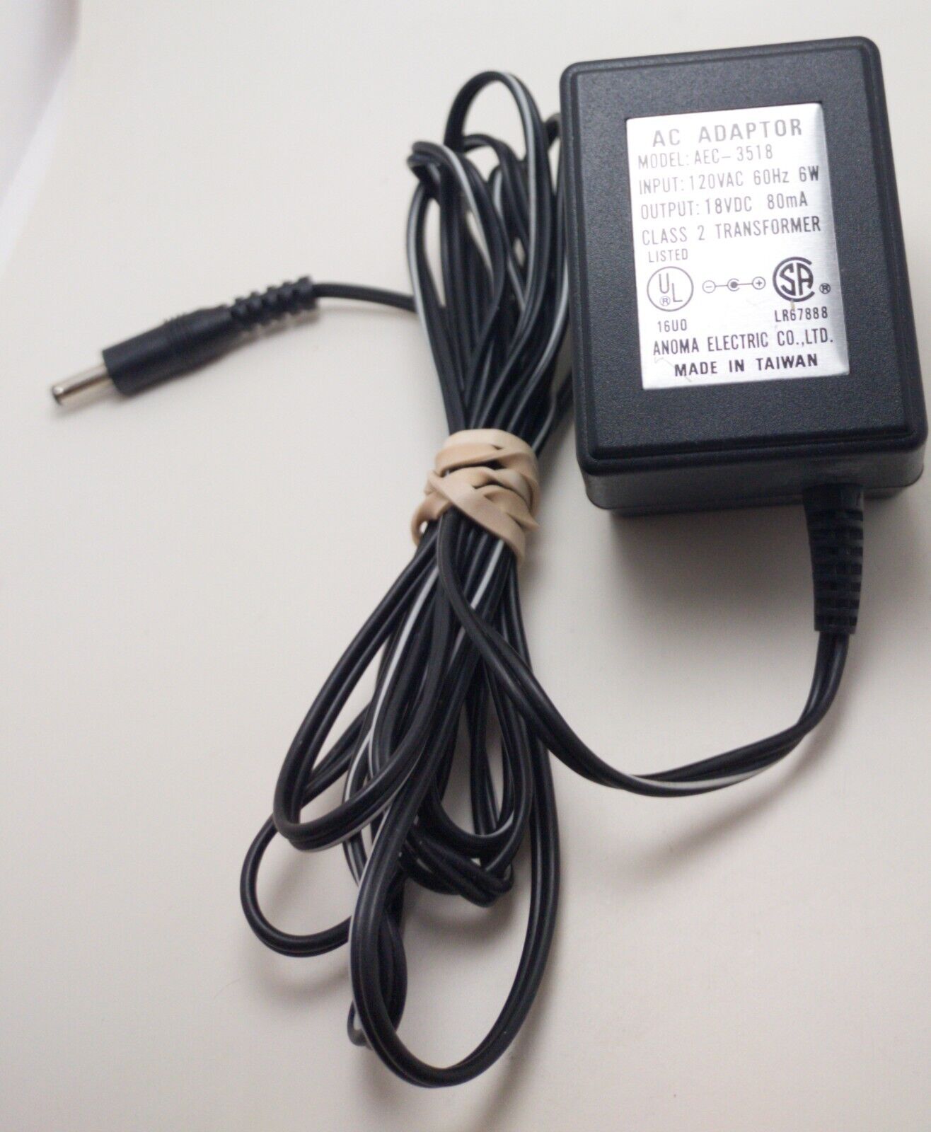 *Brand NEW*IN:120VAC/60Hz/6W OUT:18VDC/80mA ANOMA AC ADAPTOR AEC-3518 CLASS 2 TRANSFORMER POWER Supp